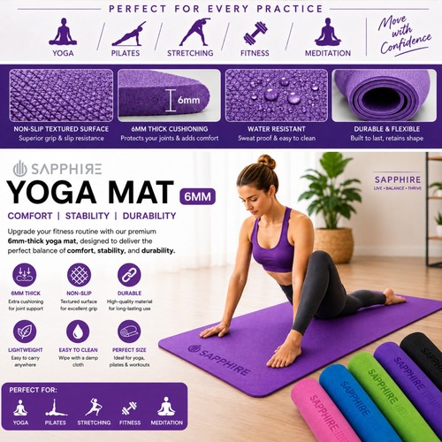 Yoga mat 6mm thick - yoga,
