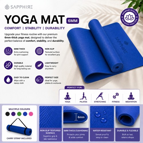 Yoga mat 6mm thick - mat, non