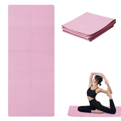 Pink foldable yoga mat 6mm - pink,